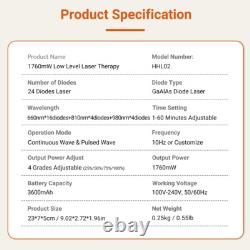 1760mW Cold Laser Therapy Device LLLT Powerful Handheld Pain Relief Humans Pets