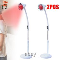 2PCS IR Infrared Red Heat Therapy Light Therapeutic Lamp Floor Stand Pain Relief