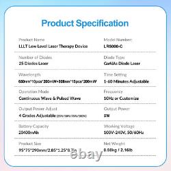 Cold Laser Therapy Near Me 650nm10+808nm15 Laser Treatment for Back Pain 5W