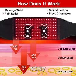 Infrared Red Light Therapy Vibration Massage Cordless Waist Belt With Power Bank