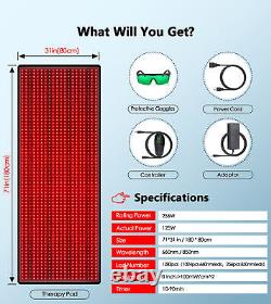 Red Light Therapy Pad LED Infrared Wrap Full Body for Muscle Pain Relief