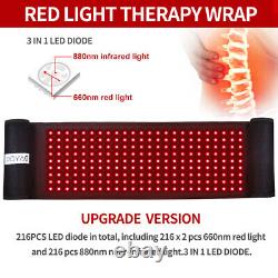 Updated 660nm Red&880nm Infrared Red Light Therapy Waist Wrap Belt Pain Relief