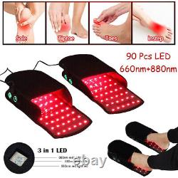 2 Chaussons LED Thérapie par Lumière Rouge Infrarouge POUR Neuropathie du Pied Soulagement de la Douleur Articulaire