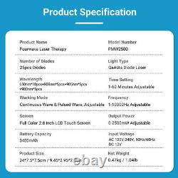 Dispositif de thérapie au laser froid à écran tactile de 2,5 W pour soulagement de la douleur 650/808nm 905nm 980nm