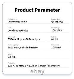 Régénération légère Laser froid Puissant Dispositif de thérapie au laser pour soulager la douleur portable