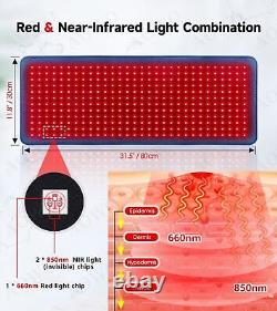 Tapis de thérapie par la lumière rouge LED infrarouge pour tout le corps, soulagement des douleurs musculaires du dos.
