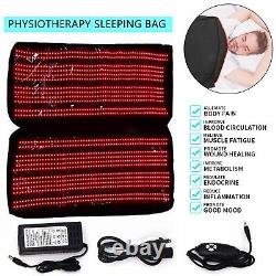 Tapis de thérapie par la lumière rouge infrarouge à LED pour le traitement complet du corps, soulagement de la douleur et sac de couchage pour dormir.