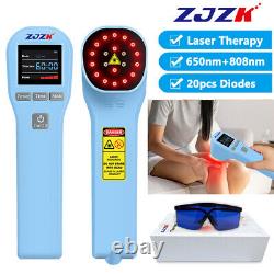 ZJZK Thérapie par la lumière rouge au laser froid 650nm + 808nm 20Diodes pour le soulagement de la douleur arthritique